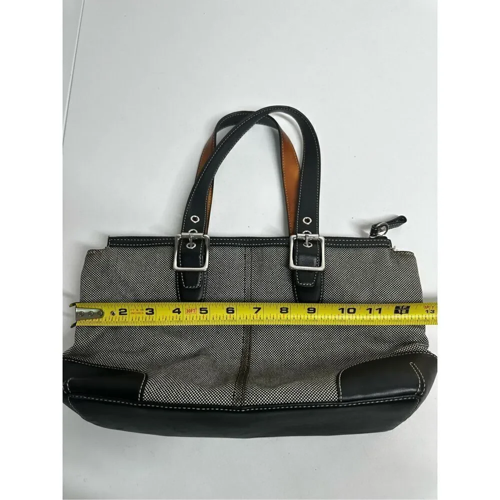 Coach Black and White Bucket Bag LO43-1842 Canvas Leather Black